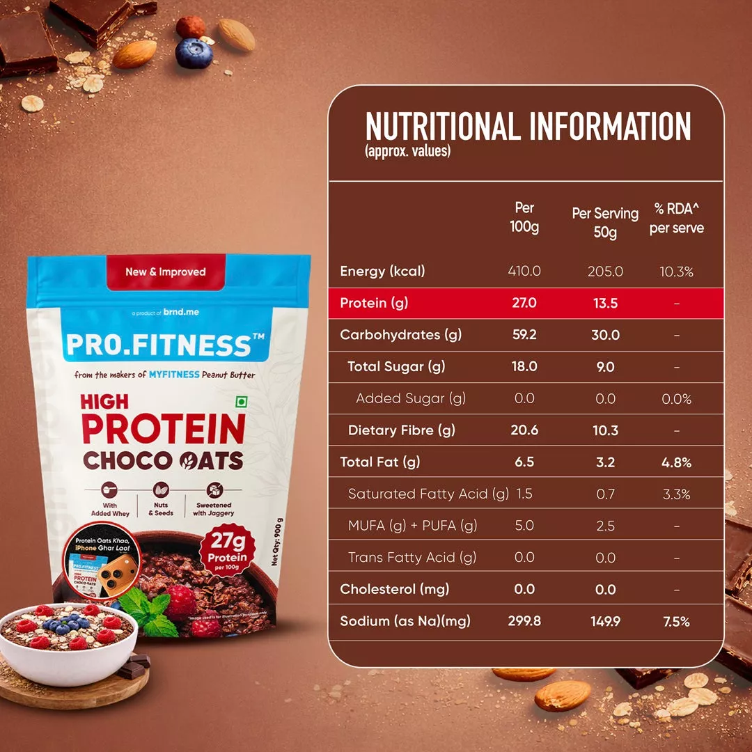 High Protein Chocolate Oats 900g Pack | 27g Protein (per 100g) | Healthy Breakfast Oats - Image 5