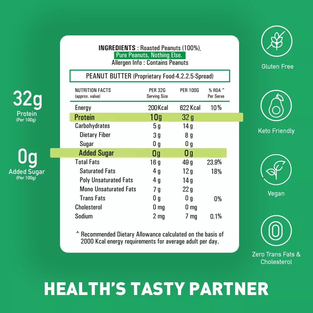 Natural Zero Sugar Crunchy Peanut Butter (32% Protein) - Image 8